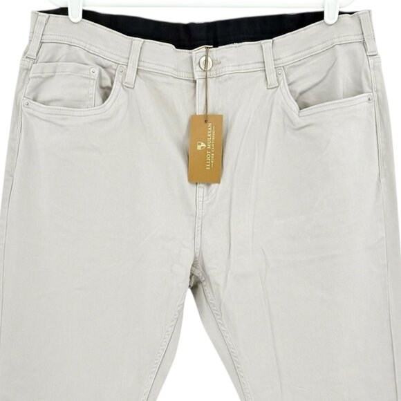 Elliot Mulryan Men's Stretch Flat Front Straight Leg Grey Chino Pants 38x32 NWT - Picture 3 of 12